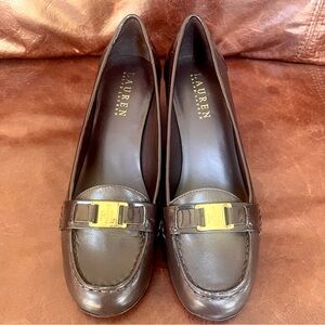 Ralph Lauren Classy Chocolate Brown Leather Pumps In Size 7.5